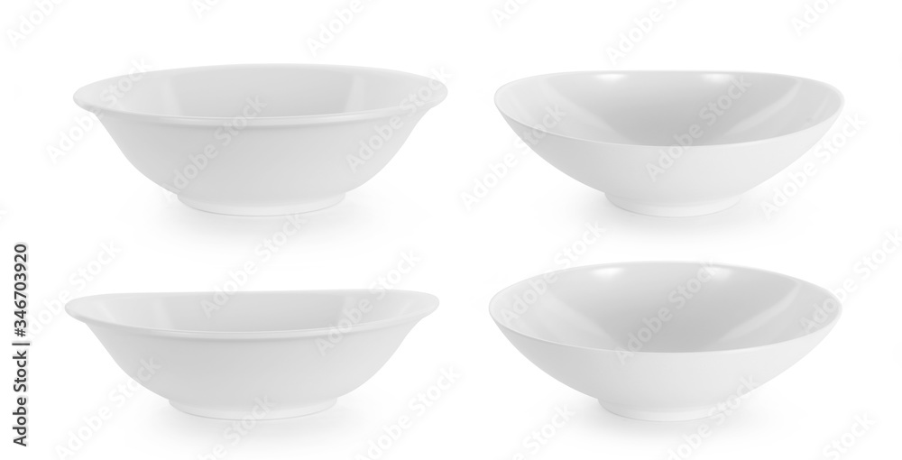 set of white bowl on white background set of white bowl on white background