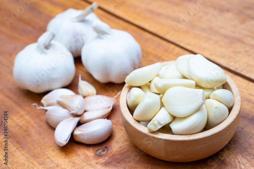 close up garlic ingredient for cooking