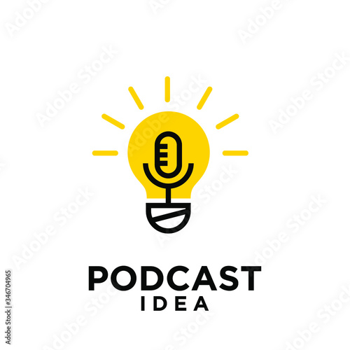 podcast idea bulb logo icon design vector