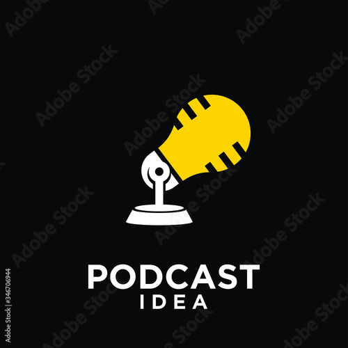 podcast idea bulb logo icon design vector