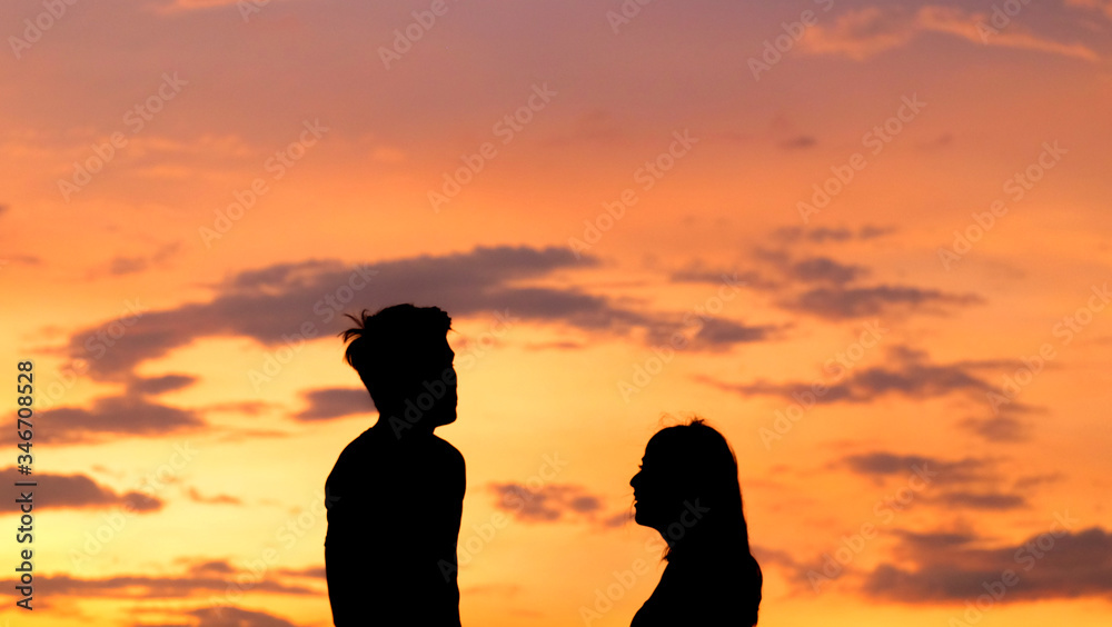 Silhouette of couples during sunset