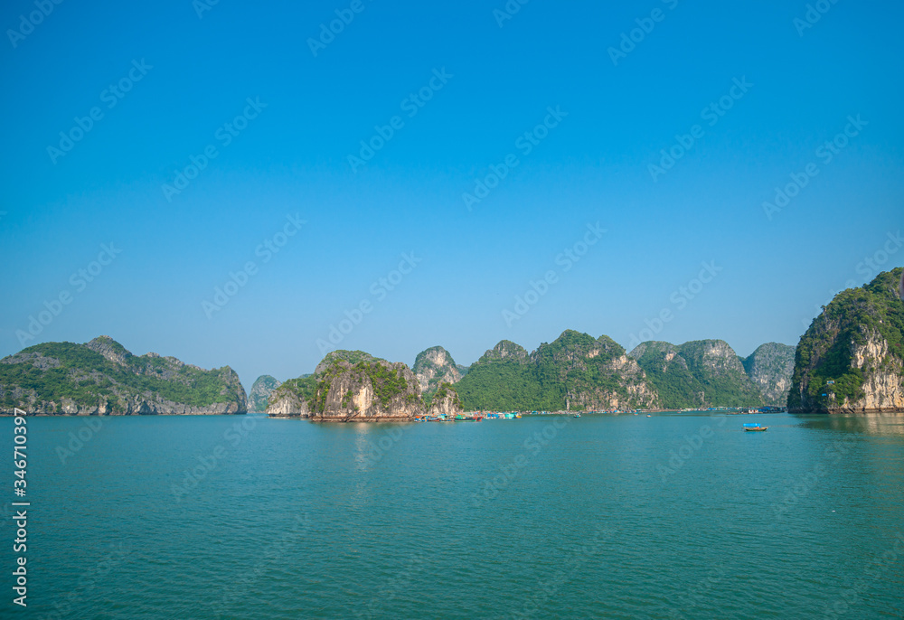Halong Bay, beautiful dramatic and calm in morning light.