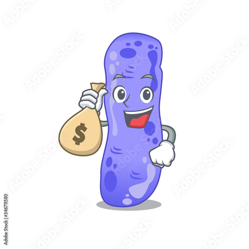 Rich legionella cartoon design holds money bags