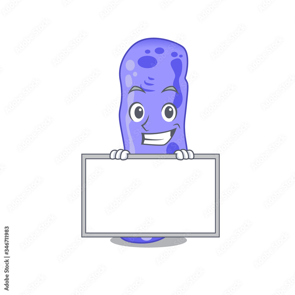 Smiling legionella cartoon design style has a board Smiling legionella cartoon design style has a board