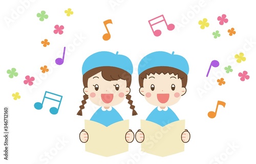 合唱・歌をうたう子どもたちのイラスト