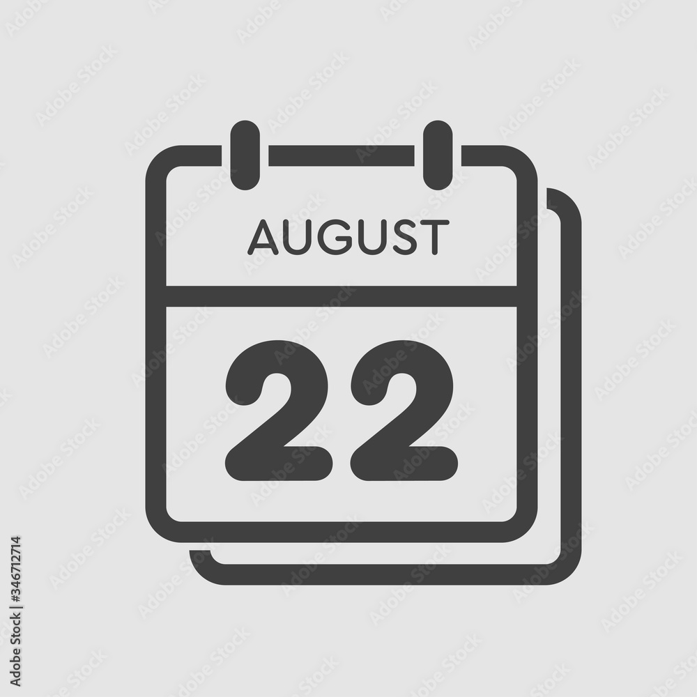 Calendar icon day 22 August, date days of the year Calendar icon day 22 August, date days of the year