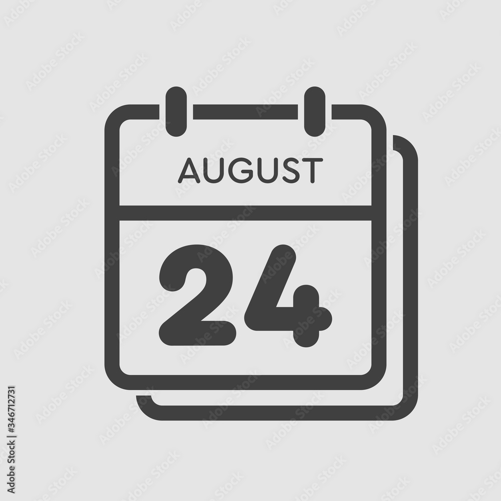 Calendar icon day 24 August, date days of the year Calendar icon day 24 August, date days of the year