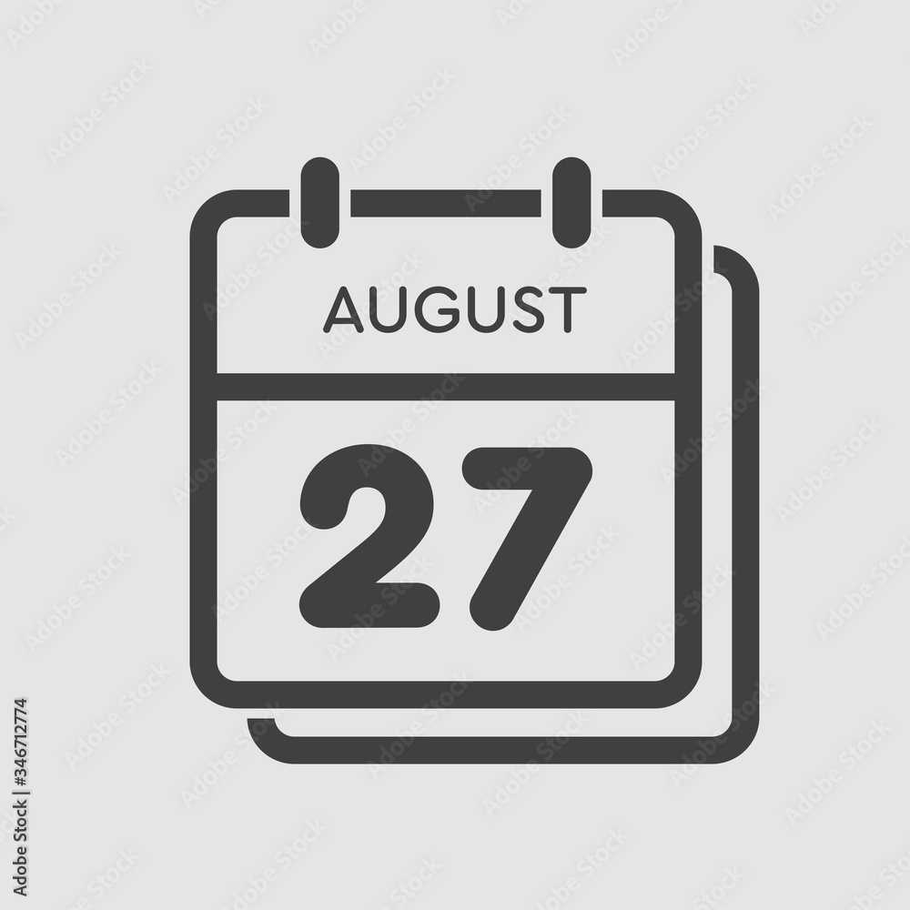 Calendar icon day 27 August, date days of the year Calendar icon day 27 August, date days of the year