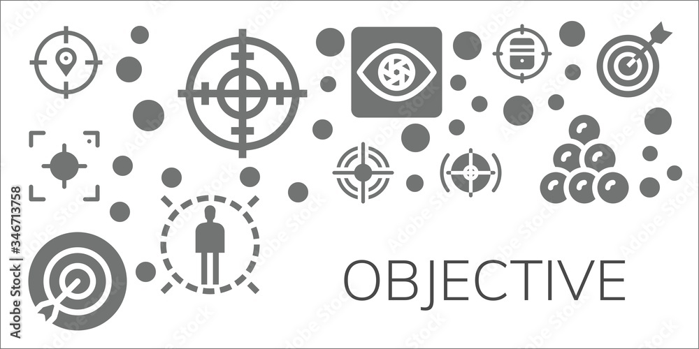 Fototapeta premium Modern Simple Set of objective Vector filled Icons