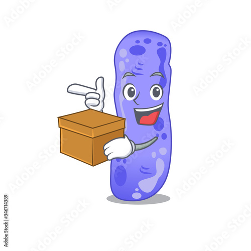 An picture of legionella cartoon design concept holding a box