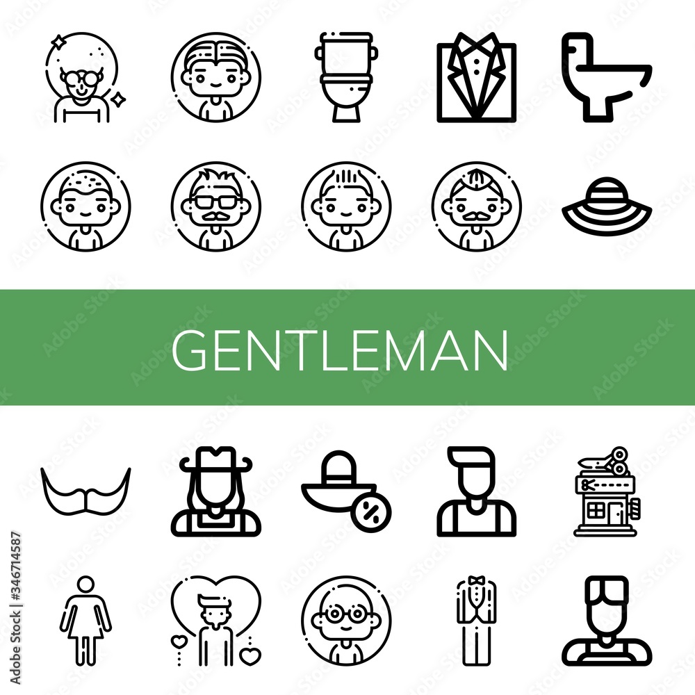 Set of gentleman icons