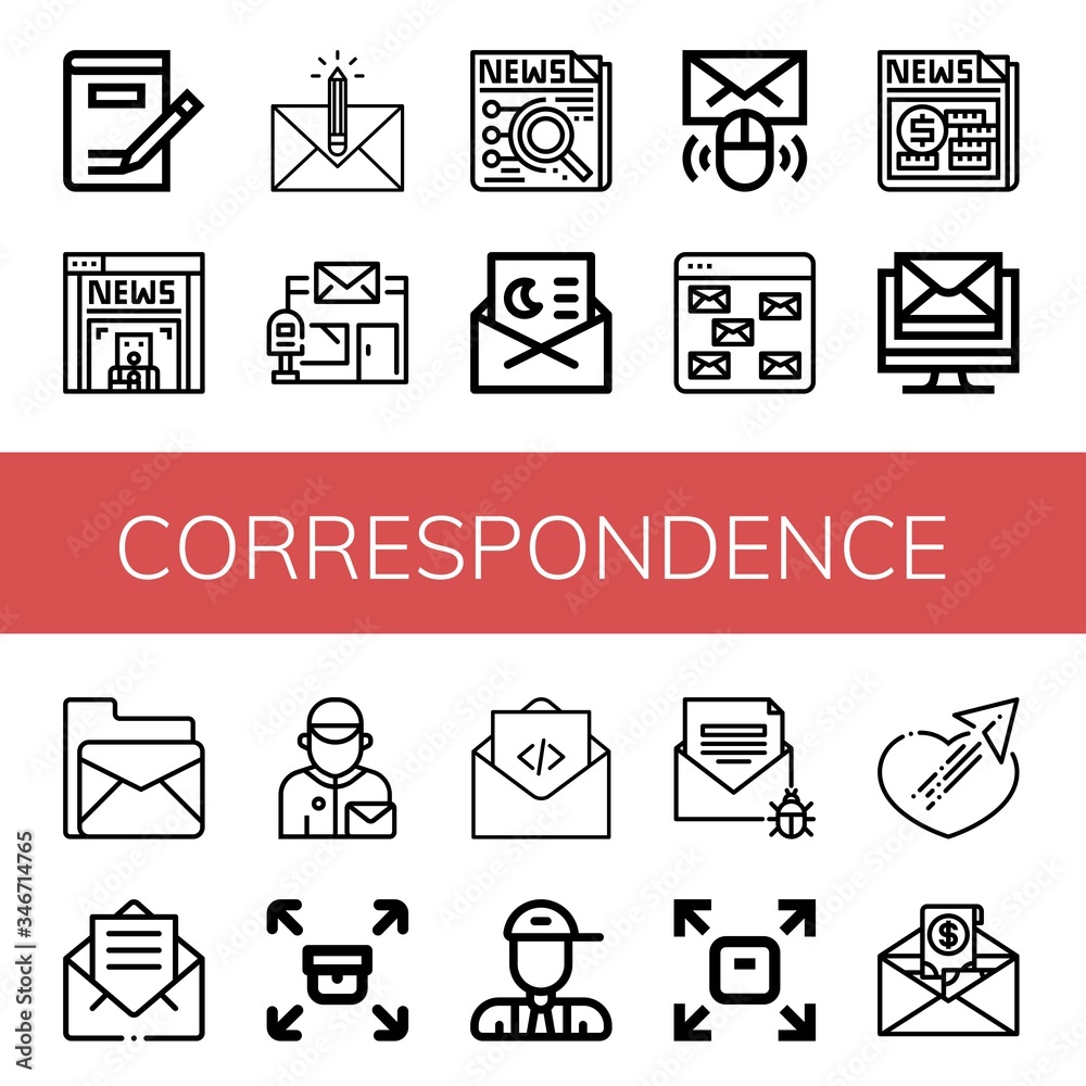 correspondence icon set correspondence icon set