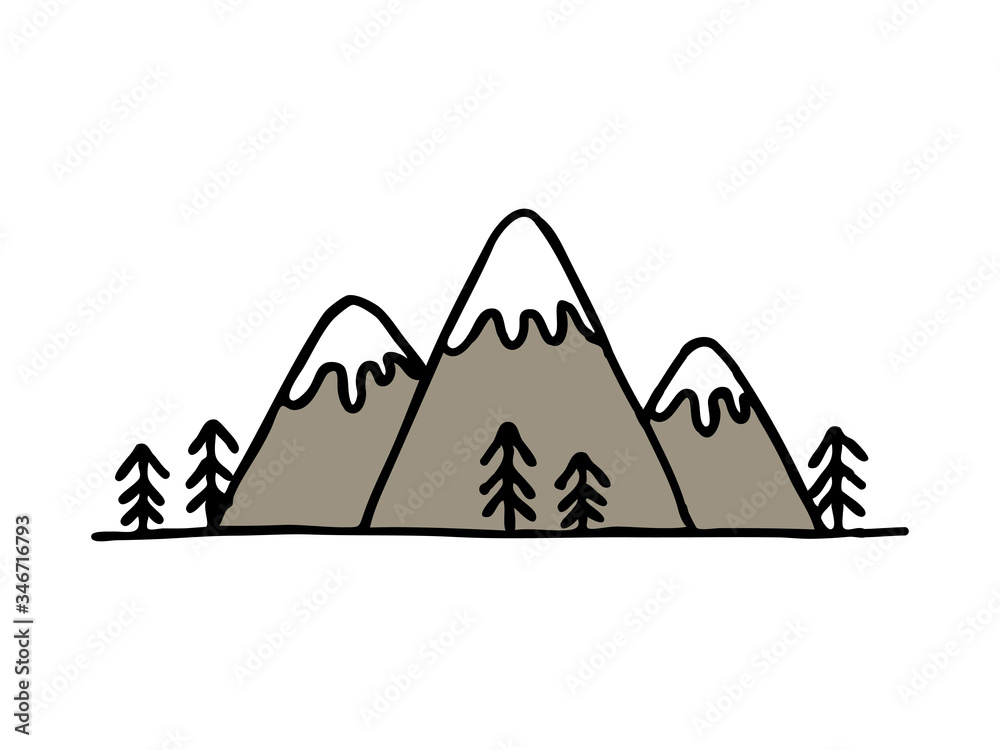 mountains doodle icon