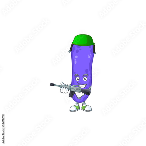 An elegant escherichia coli Army mascot design style using automatic gun