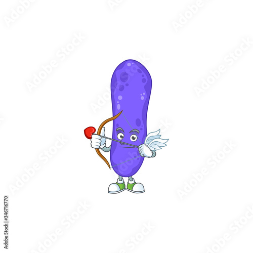 Charming picture of escherichia coli Cupid mascot design concept with arrow and wings