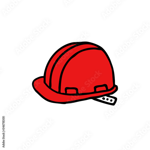 construction helmet doodle icon