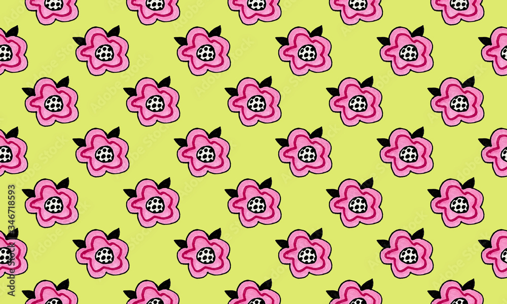 Seamless pattern with hand drawn flower heads. Textile and fabric print template. Floral design element. Spring and summer symbol Seamless pattern with hand drawn flower heads. Textile and fabric print template. Floral design element. Spring and summer symbol
