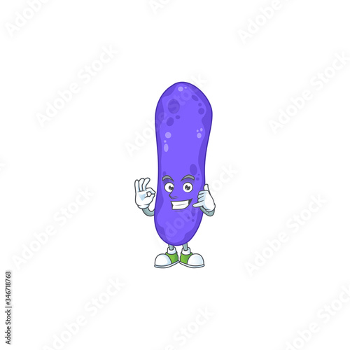 Escherichia coli mascot cartoon design make a call gesture