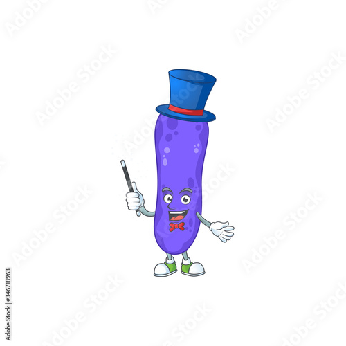 Talented escherichia coli Magician cartoon design style