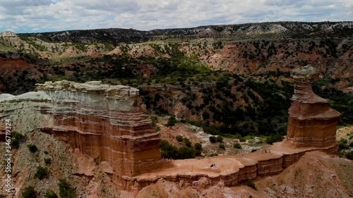 Drone flight over Lighthouse Peak in Palo Duro Canyon State Park, Texas photo
