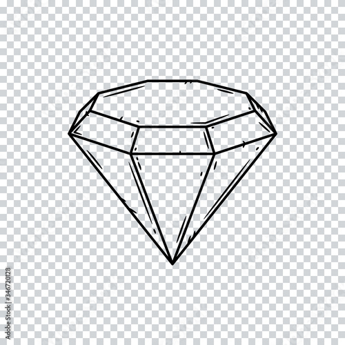 Diamond on a transparent background. Vector illustration.