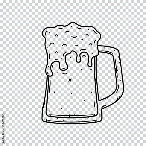 Glass of beer on a transparent background.