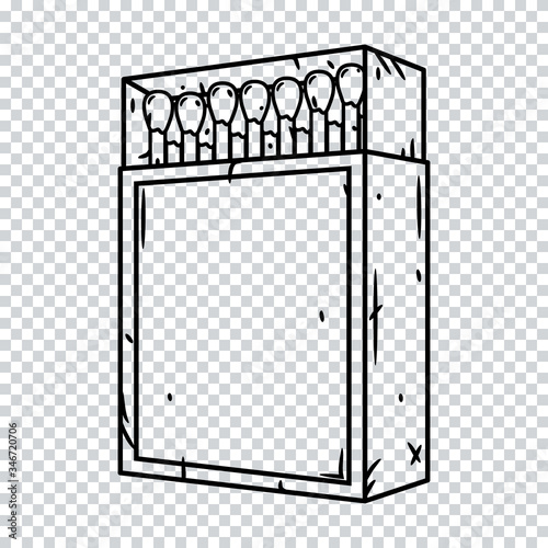 Matches box on a transparent background. Vector illustration.