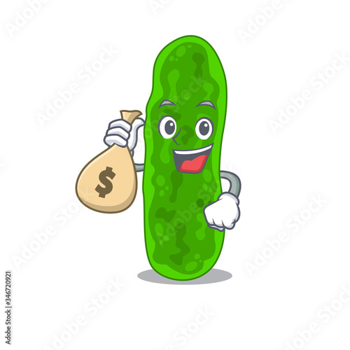 Rich legionella micdadei cartoon design holds money bags