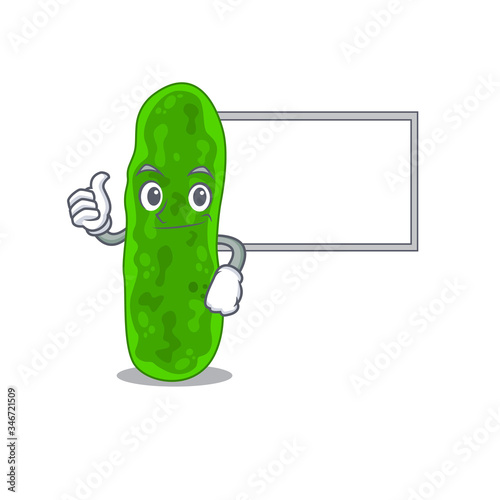 Humorous legionella micdadei cartoon design Thumbs up bring a white board