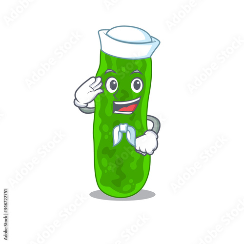 Sailor cartoon character of legionella micdadei with white hat