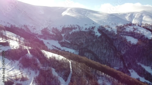 Aerial Shot | Gemba Mountains Ukraine | Ski & Snowboarding mountain in Ukraine | Snow & Winter Time in Ukraine Village of Gemba | Top of the Mountain | Sea of Clouds in Mountains.