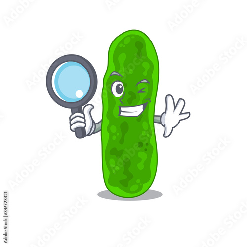 Smart Detective of legionella micdadei mascot design style with tools