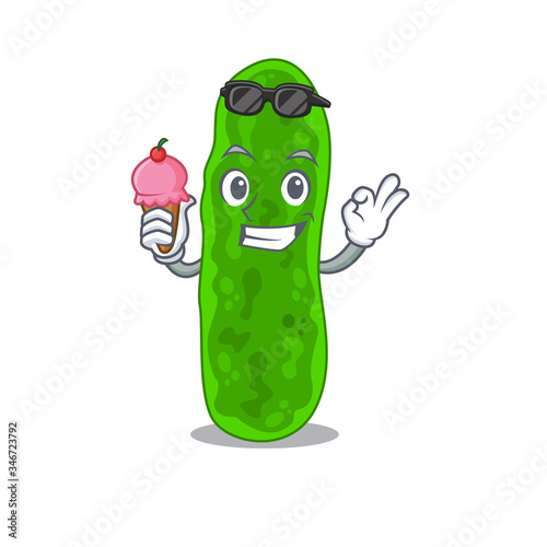 Cartoon design concept of legionella micdadei having an ice cream
