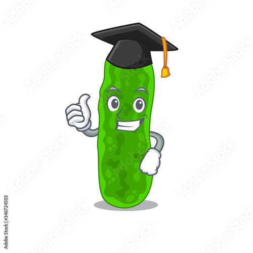 Happy face of legionella micdadei in black graduation hat for the ceremony