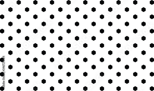 Honeycomb wallpaper. Repeated black polygons on white background. Seamless surface pattern design with regular hexagons. Grid motif. digital paper, web design Perforated panel vector