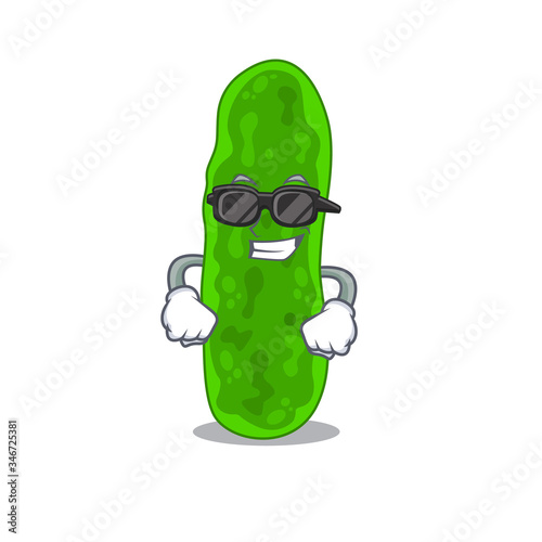 Cool legionella micdadei cartoon character wearing expensive black glasses