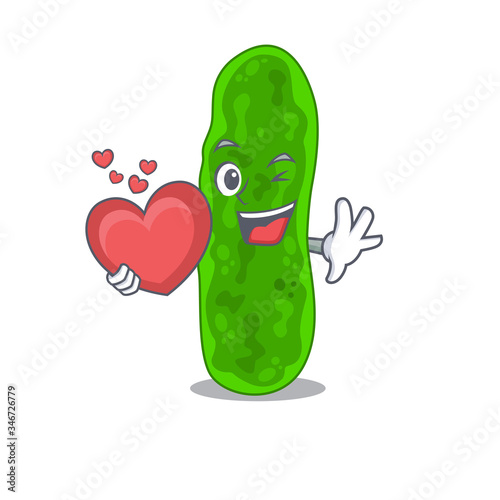 A sweet legionella micdadei cartoon character style with a heart photo