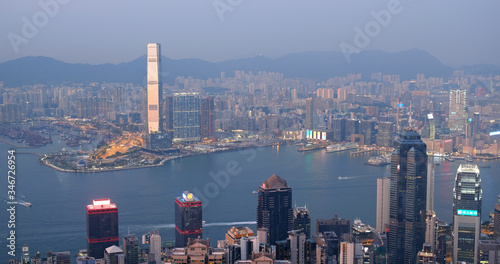 Canvas Print Hong Kong city landmark at sunset time