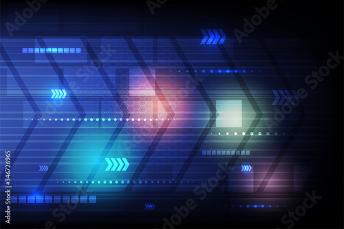 Abstract technology blue background Hi-tech arrow communication concept innovation as modern
