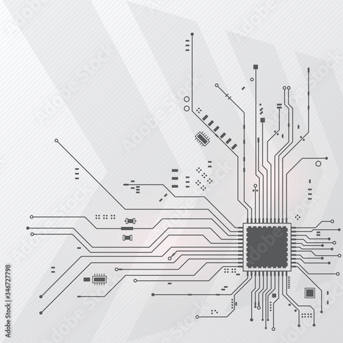 Vector and illustration abstract technology electric of high tech electronic circuit board on white background