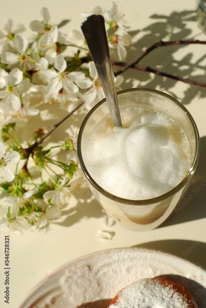 Coffee and flowering branch Coffee and flowering branch