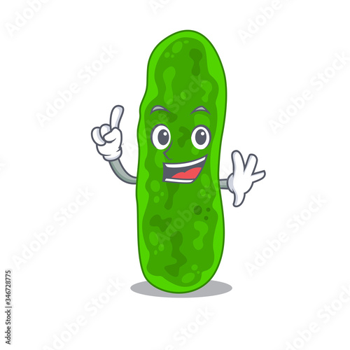 Legionella micdadei mascot character design with one finger gesture