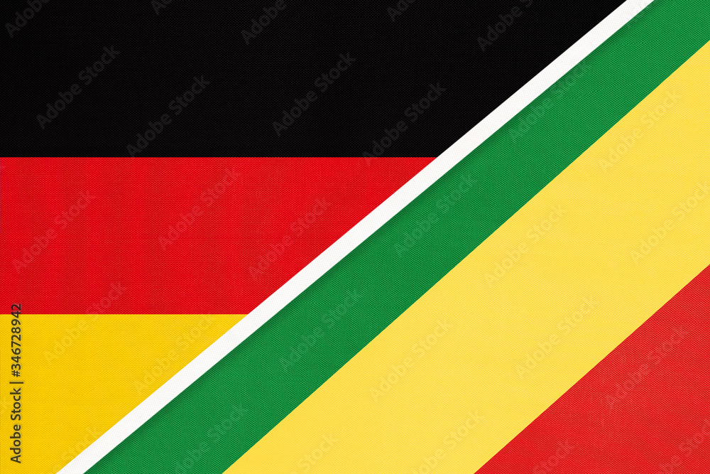 Germany vs Congo, symbol of two national flags. Relationship between European and African countries.