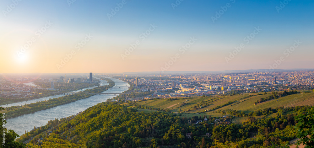 Vienna capital city of Austria in Europe. Panorama view from above.