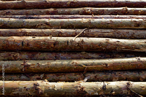 Wooden background from round logs. © Ерлан Касымбеков