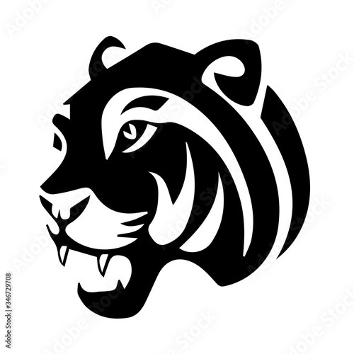 Tiger silhouette on white background