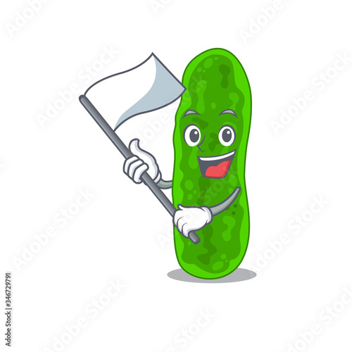 A nationalistic legionella micdadei mascot character design with flag