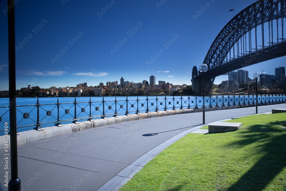Sydney Harbour Australia on a sunny clear blue sky day with the turquoise colours of the bay