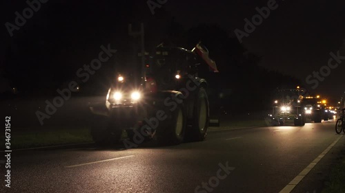 Farmers protest at night because government wants to limit nitrogen emission, HD photo