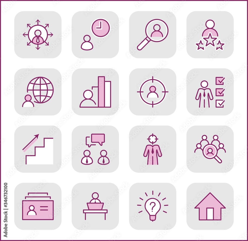 Set of Head Hunting Related Vector Line Icons. Contains such Icons as Career growth, Bulb, Candidate, Search, CV, Card Index, Outsource and more. Editable Stroke. 32x32 Pixel Perfect Set of Head Hunting Related Vector Line Icons. Contains such Icons as Career growth, Bulb, Candidate, Search, CV, Card Index, Outsource and more. Editable Stroke. 32x32 Pixel Perfect